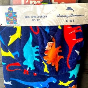 Tommy Bahama kids hooded poncho towels blue dinosaur